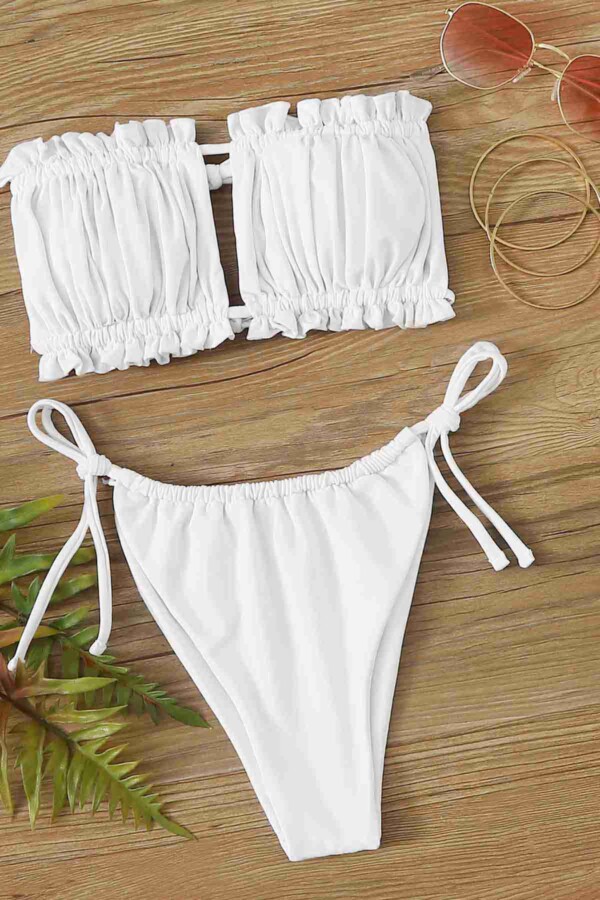 angelsin brezilya model buzgulu baglamali bikini takim beyaz bikini takm angelsin 14949 40 B