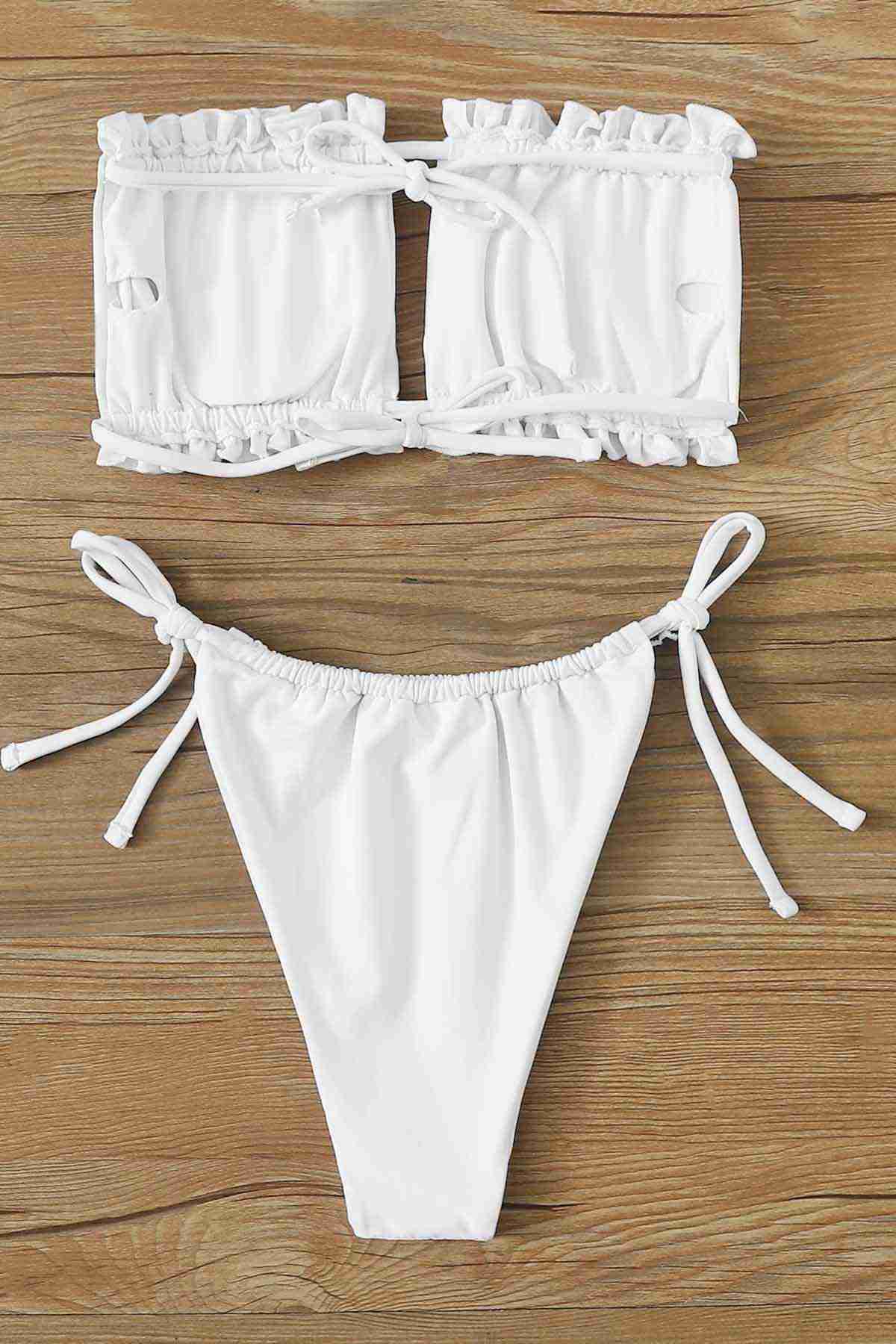 angelsin brezilya model buzgulu baglamali bikini takim beyaz bikini takm angelsin 15920 40 B