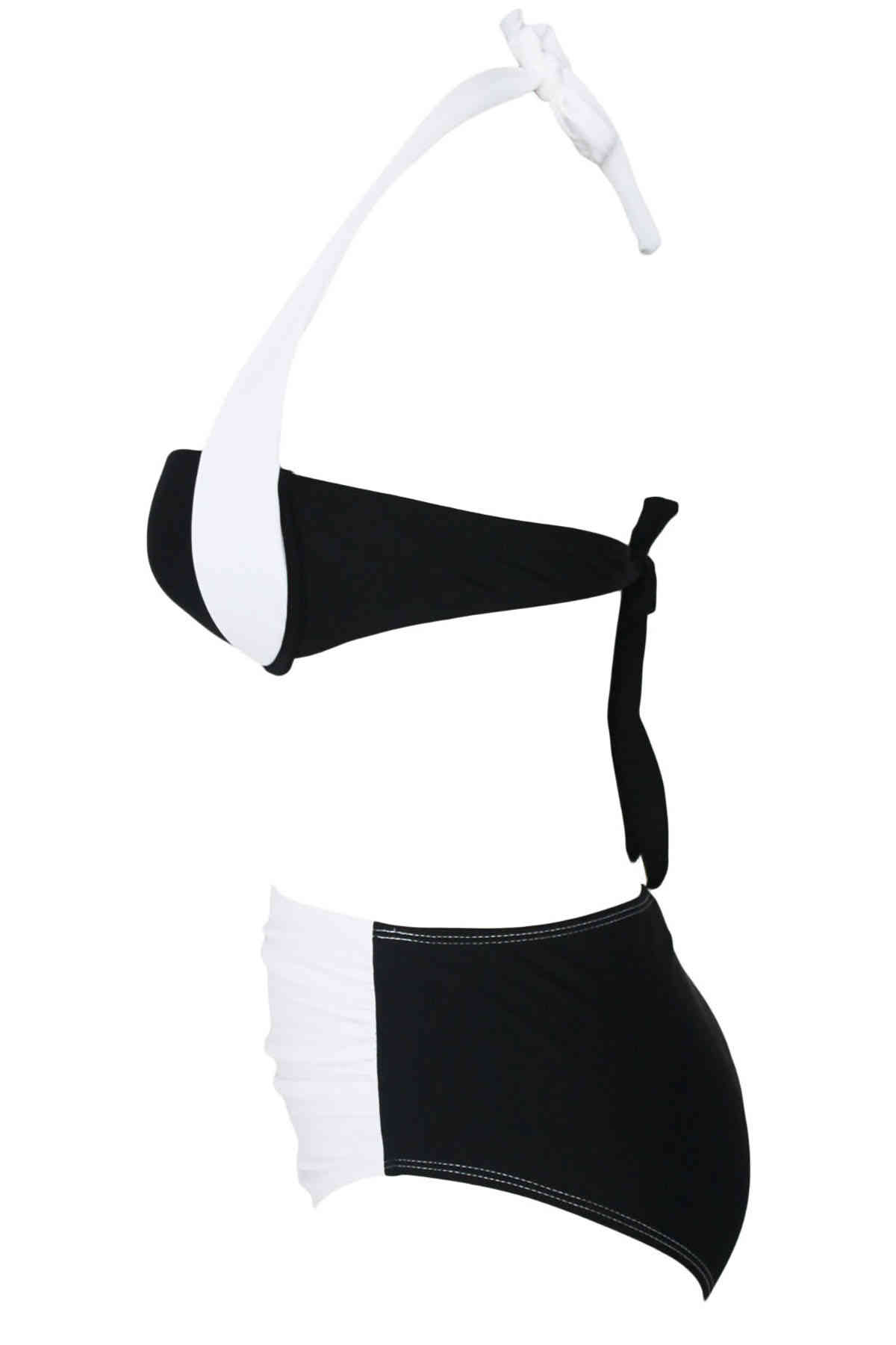 angelsin kapli siyah beyaz sik tasarimli bikini bikini takm angelsin 11080 16 B
