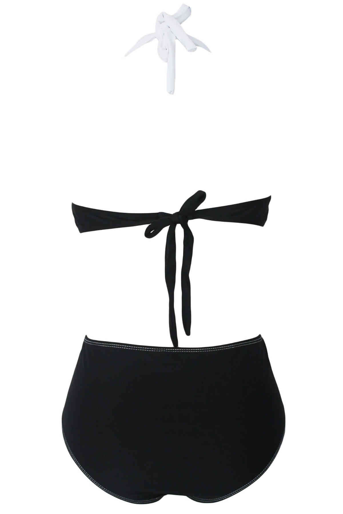 angelsin kapli siyah beyaz sik tasarimli bikini bikini takm angelsin 11081 16 B